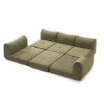 Load image into Gallery viewer, 101&#39;&#39;Convertible Sofa Bed Three Seater Olive Green Upholstered Tufted Cushion Modern Curved Arm Modular Design
