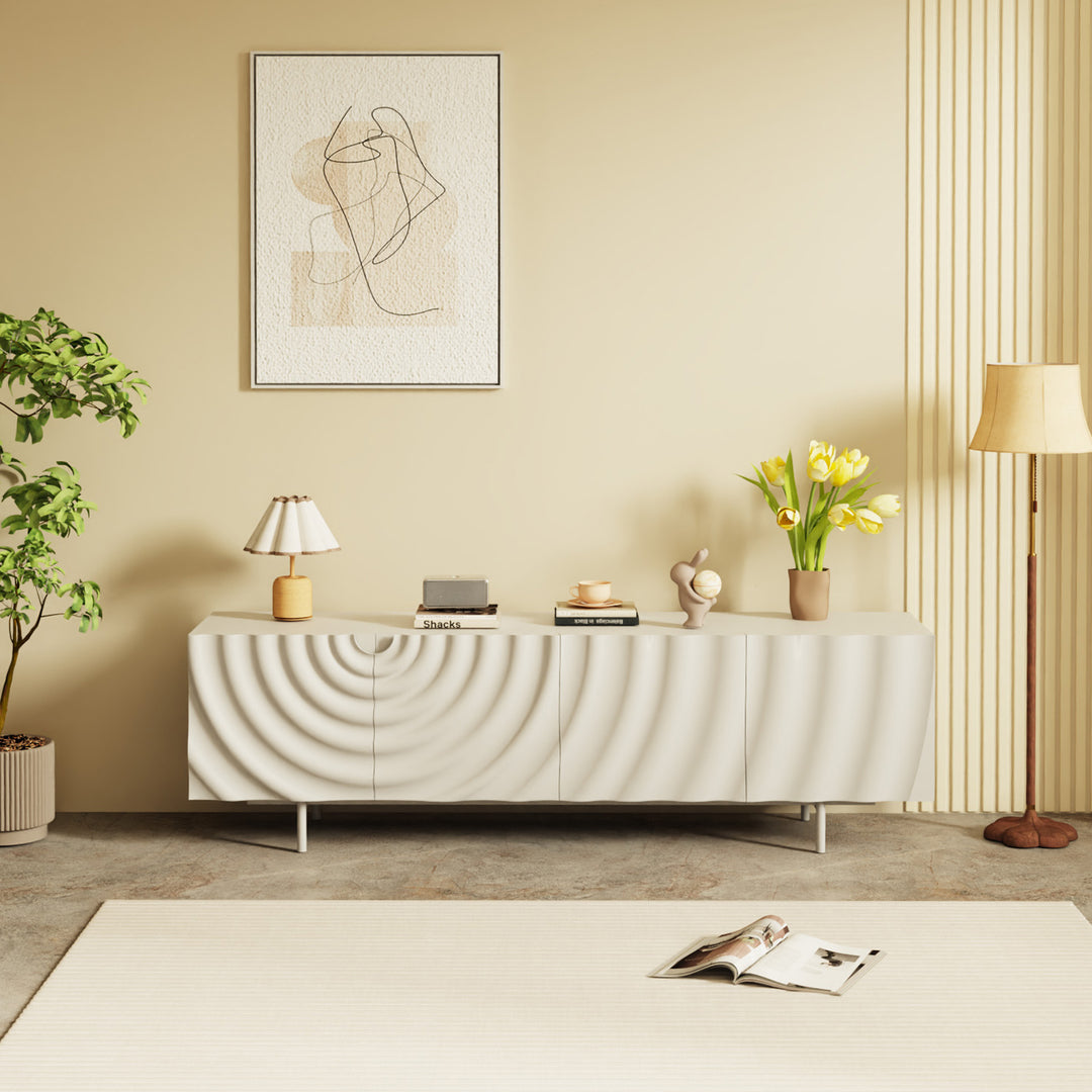 78''Wave Pattern TV Cabinet Mid Century Design