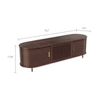 Load image into Gallery viewer, 70.2&#39;&#39; Walnut Curved TV Stand Vertical Textured Design with Metal Handles
