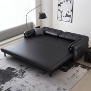 Modern Faux Leather Sofa Bed Convertible Sleeper Sofa Minimalist Folding Couch for Living Room