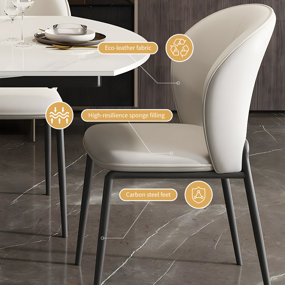 Set of 2 Luxurious Elegant Modern Dining Chairs Sleek Leather Design with Ergonomic
