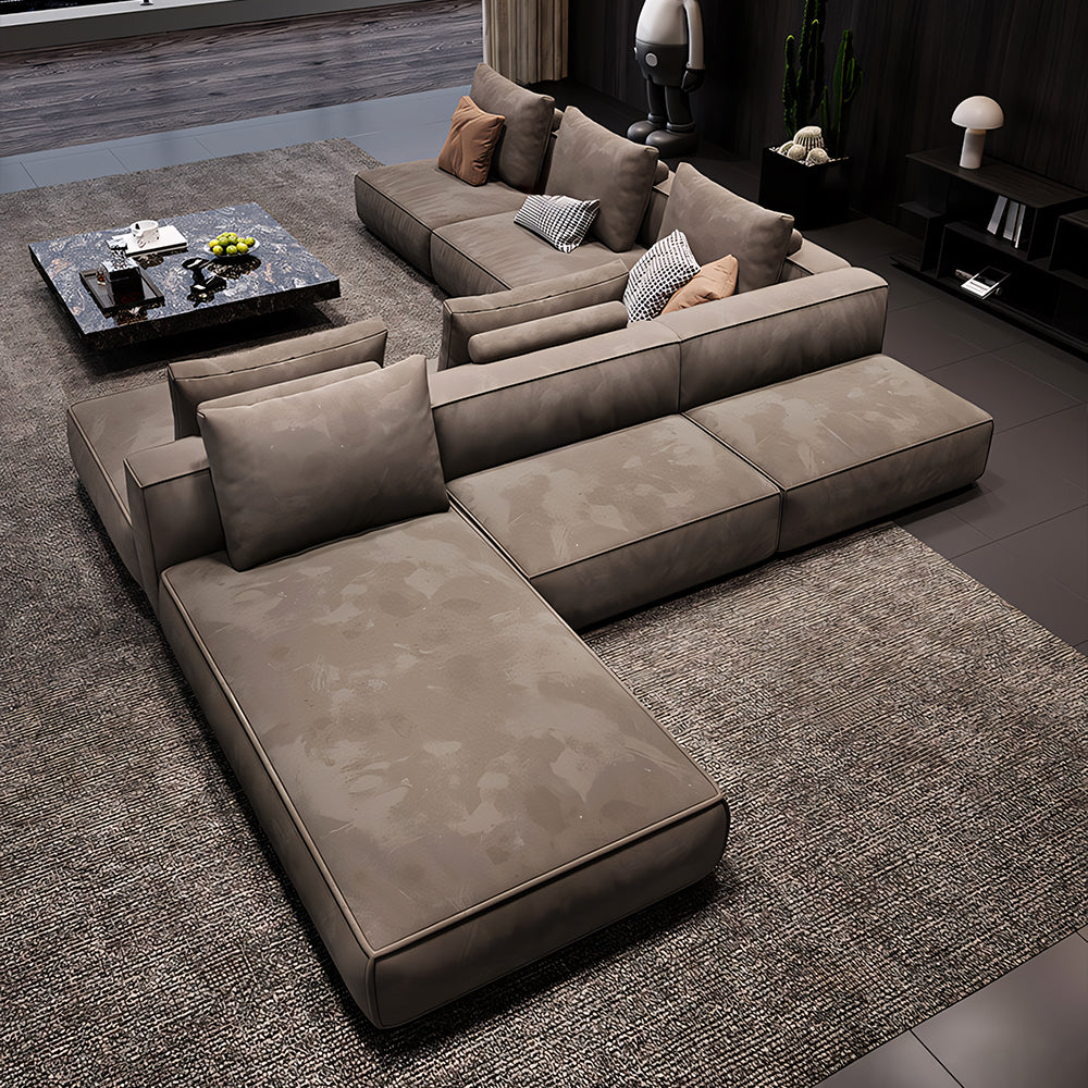 Modern Modular Sectional Sofa with Oversized Chaise and Deep Seat Lounge Design