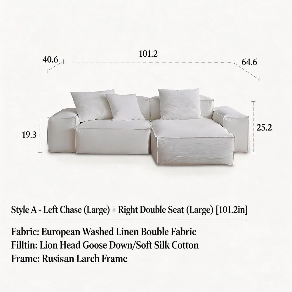 Modern Modular Sectional Sofa Removable Washable Cover Cream Upholstery Minimalist Low Profile Design