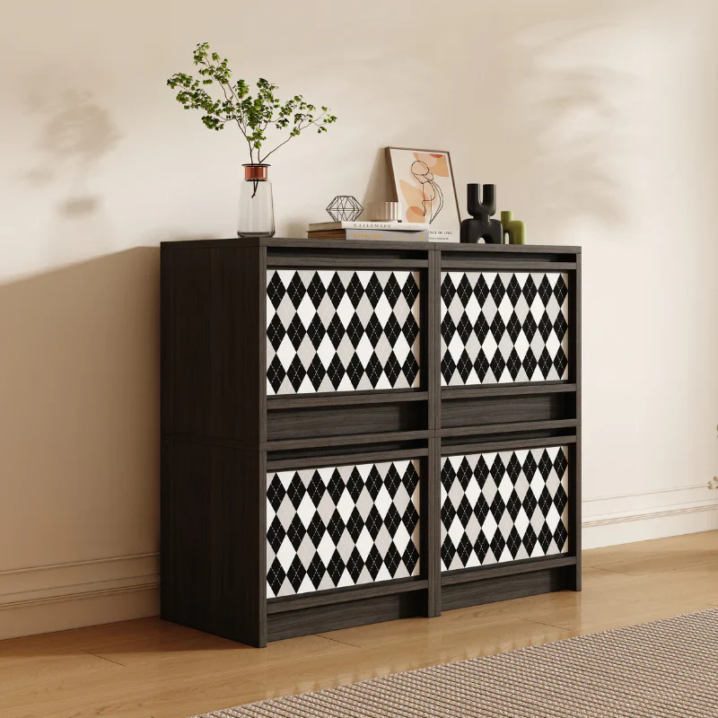 Modular Storage Unit Flip-Up Door Retro Diamond Design