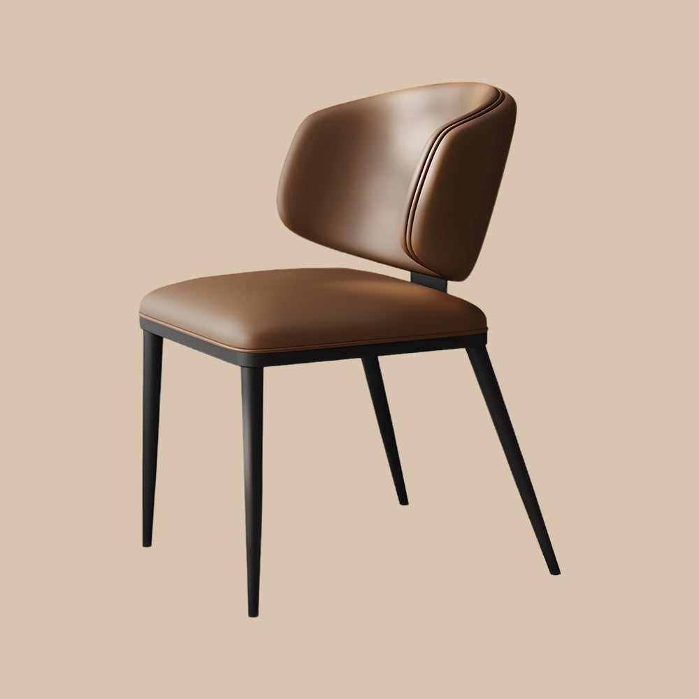 Set of 2 Modern Leather Accent Dining Chairs