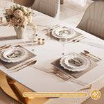 Load image into Gallery viewer, Square Dining Table Contemporary X-Shaped Gold Metal Base Perfect for 4-6 People
