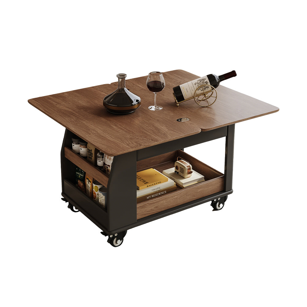Lift Top Coffee Table with Hidden Storage and Rolling Wheels Modern Multifunctional Design for Living Room