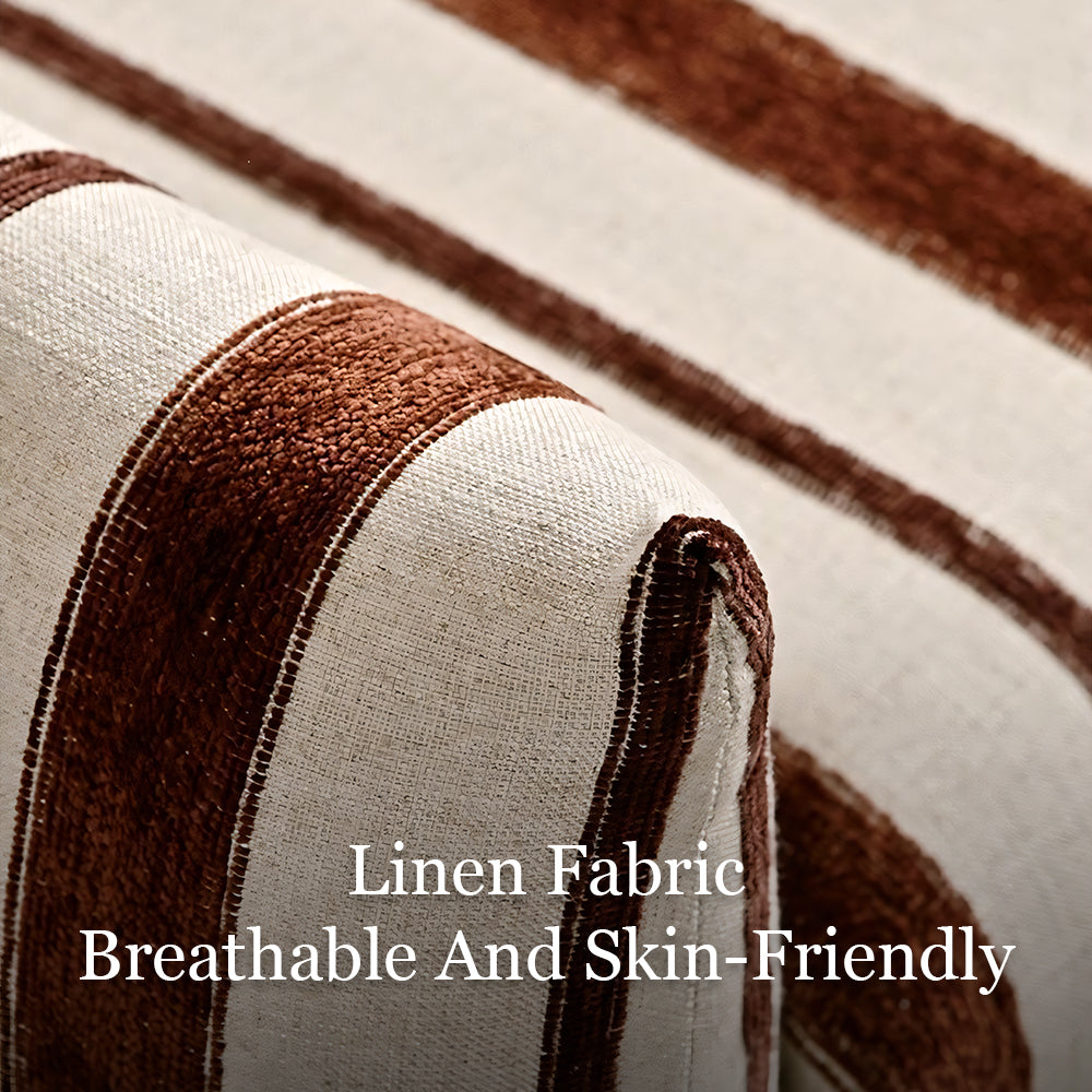 Modern Striped Upholstered Lounge Chair Minimalist Accent Armchair with Curved Arms and Deep Seat