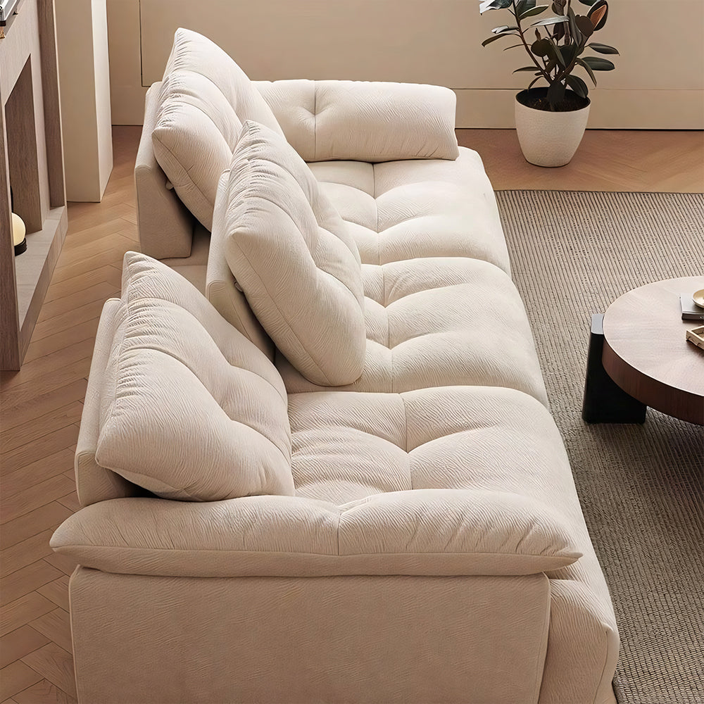 Modern Deep-Seat Tufted Chenille Sofa with Oversized Cushions