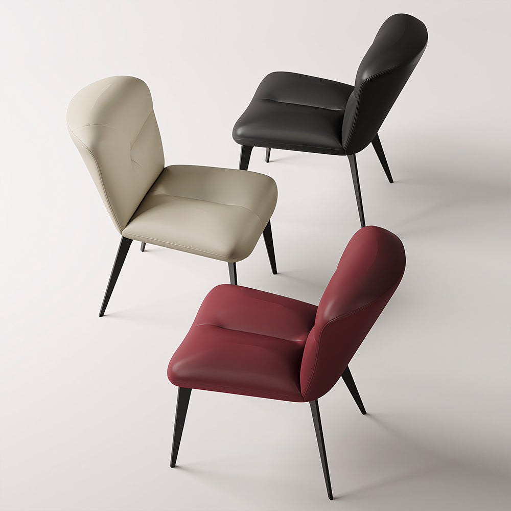 Modern Curved Leather Dining Chair 1-Piece Upholstered Accent Chair