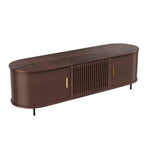 Load image into Gallery viewer, 70.2&#39;&#39; Walnut Curved TV Stand Vertical Textured Design with Metal Handles
