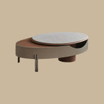 Load image into Gallery viewer, 46.8'' Modern Lift-Top Coffee Table with Sintered Stone Top &amp; Wood Base Sculptural Curved Design with Hidden Storage
