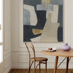 Load image into Gallery viewer, Handmade Abstract Geometric Wall Art – Gray, Beige and Gold Modern Painting
