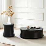 Load image into Gallery viewer, Modern Black Round Coffee Table Set Drum Shape Living Room Nesting Tables
