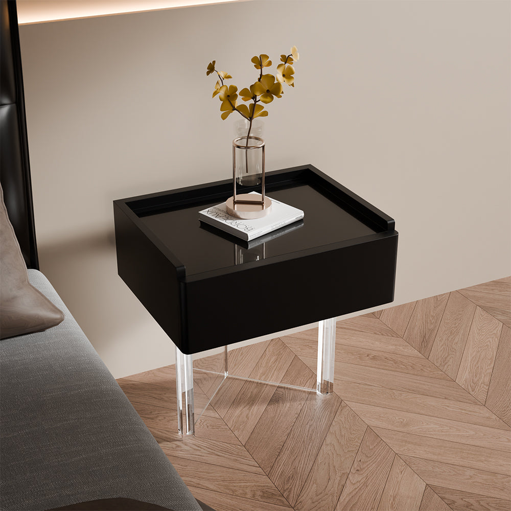 Luxury Smart Nightstand Bedside Table with Scratch-Resistant Leather & LED Lighting