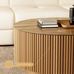 Load image into Gallery viewer, 33.15″ Round Coffee Table Wood Finish Modern Minimalist Style for Living Room
