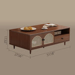 Load image into Gallery viewer, TV Stand &amp; Coffee Table Set with Cane Drawers Mid-Century Modern Style Spacious Storage Elegant Design
