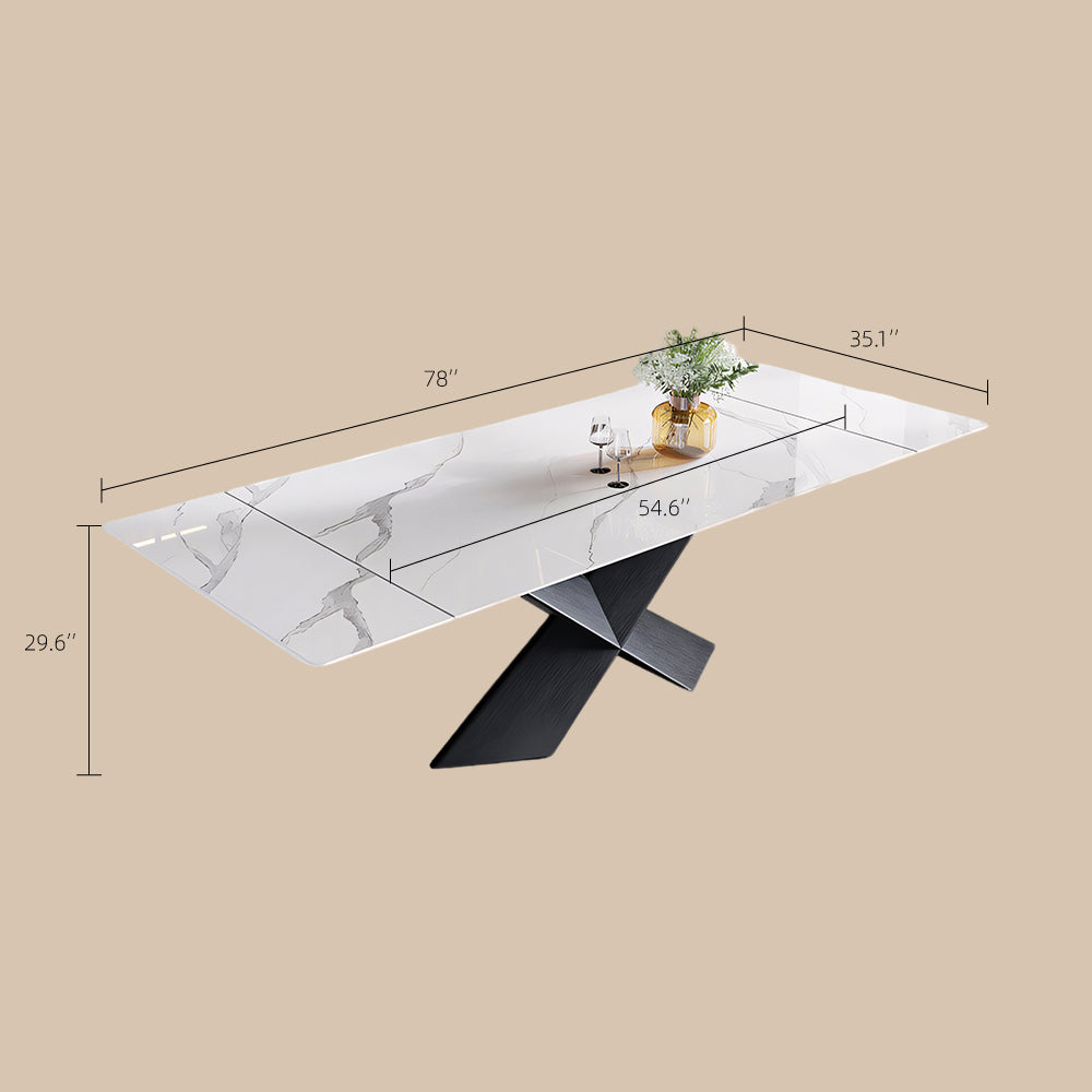 54.6"- 78" Elegant White Extendable Dining Table Versatile Foldable Design