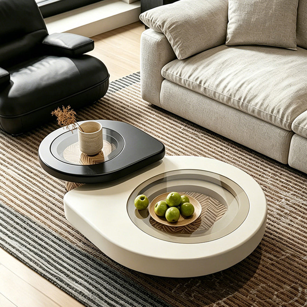 Modern Irregular Nesting Coffee Table Set Minimalist Lacquer Finish Living Room Tea Table