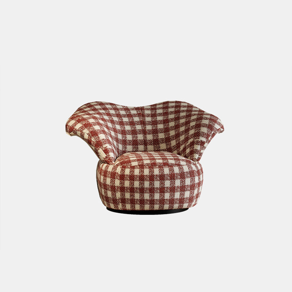 Curved Wingback Jester Style Swivel Chair with Soft Textile Upholstery