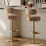 Load image into Gallery viewer, 1 Piece Modern Upholstered Adjustable Bar Stool with Gold Metal Base
