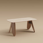 Load image into Gallery viewer, Dining Table with Ceramic Stone Top Wooden Base Modern Elegant Design for Dining Room
