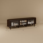 Load image into Gallery viewer, Modern Black TV Stand Console Table with Arched Glass Doors
