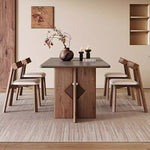 Load image into Gallery viewer, Dining Table Stone-Look Ceramic Top Solid Wood Base Modern Minimalist Design

