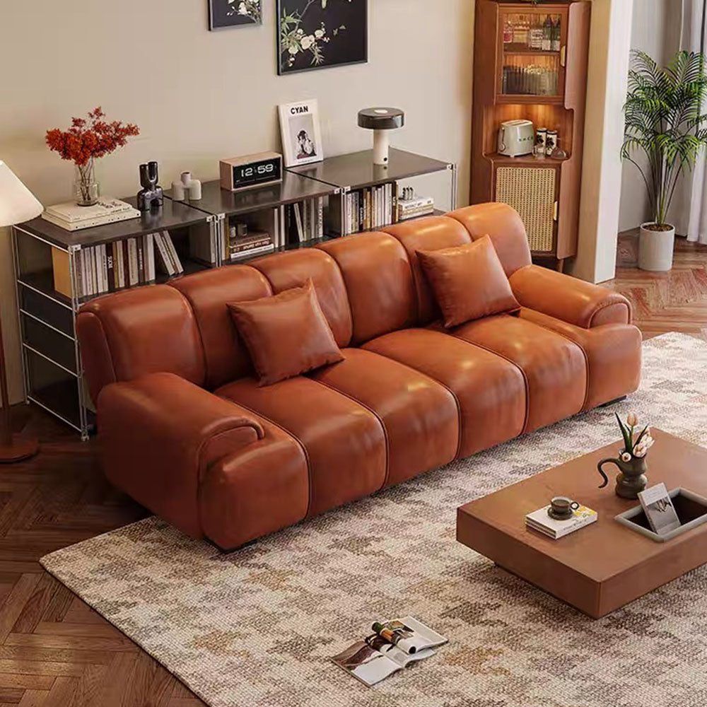 Modern Faux Leather Foldable Sofa Bed with Cushioned Armrests