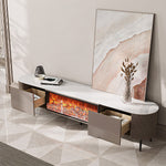 Load image into Gallery viewer, Contemporary Gray Electric Fireplace TV Stand with 3-Color LED Lights for 65 to 85-inch TVs
