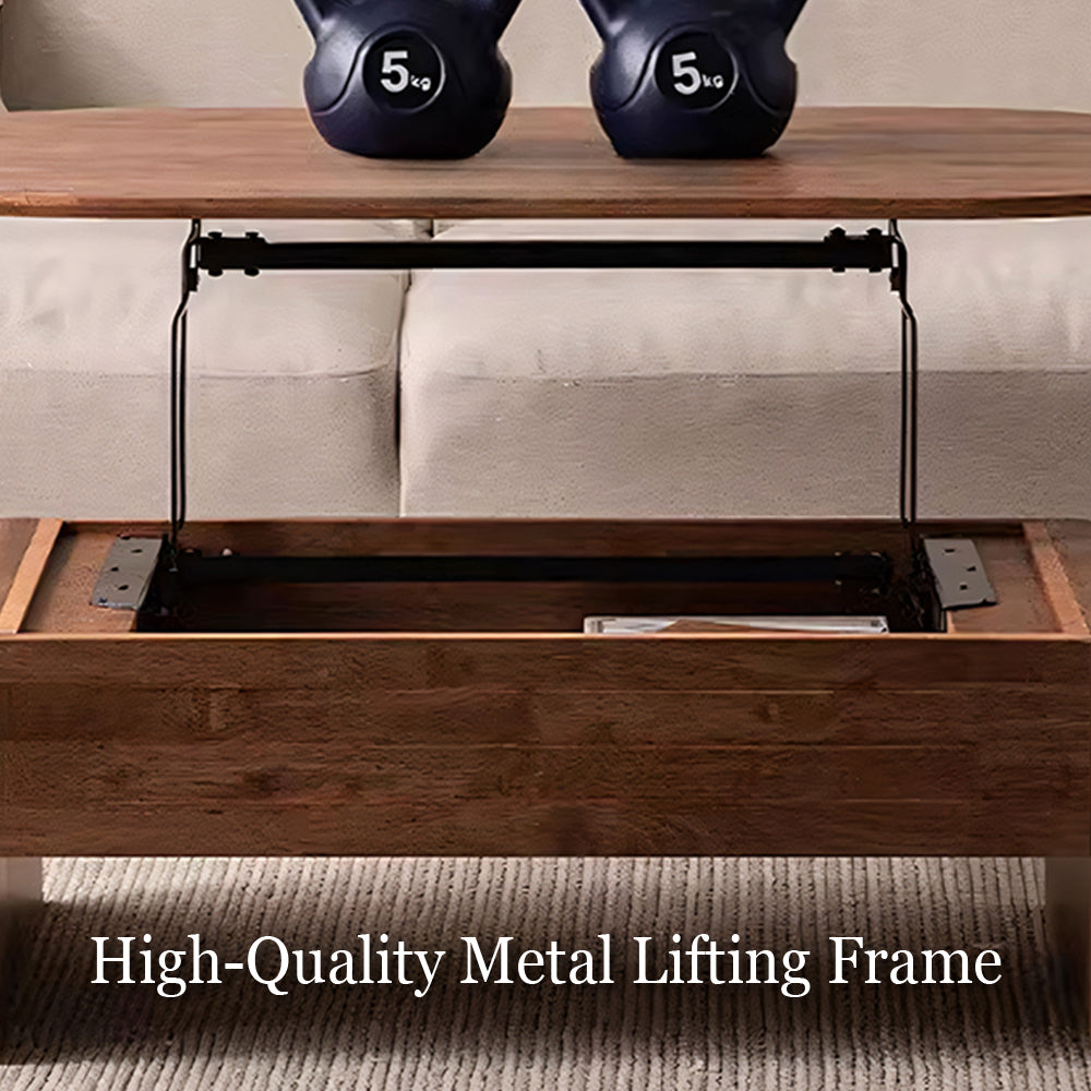 46.8'' Oval Lift Top Coffee Table Medium Size Wooden Finish Hidden Storage Elegant Design
