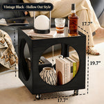 Load image into Gallery viewer, Modern Rattan Nightstand Rolling Side Table Solid Wood Mobile Bedside Cabinet with Storage
