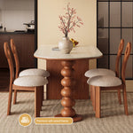 Load image into Gallery viewer, Modern Dining Table Solid Wood Base Ceramic Stone Top Minimalist Design

