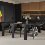 Load image into Gallery viewer, 54.6&quot;/62.4&quot; Modern Italian Dining Table Set – Black Marble Base &amp; Minimalist Luxury Design
