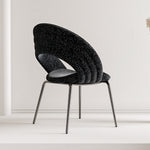 Load image into Gallery viewer, Modern Black Curved Dining Chair with Stainless Steel Legs Minimalist Accent Chair 1 Piece
