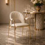 Load image into Gallery viewer, Modern Upholstered Dining Chair Set of 2 with Gold Stainless Steel Frame and Curved Backrest
