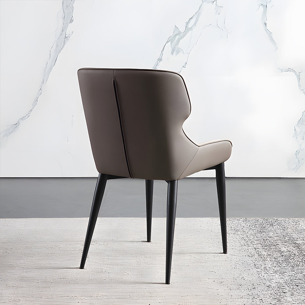 Set of 2 Modern Elegant Dining Chairs Premium Leather Upholstery with Sleek Metal Legs