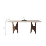 Load image into Gallery viewer, Modern Dining Table White Rock Slab Top Solid Wood Base
