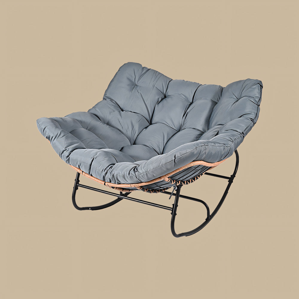 Modern Outdoor Rocking Lounge Chair with Plush Cushioned Seat