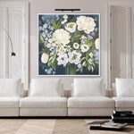 Load image into Gallery viewer, Handmade Floral Wall Art – White Flowers and Green Leaves Painting
