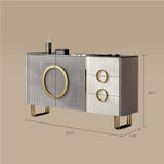 Load image into Gallery viewer, 62.4&quot; Sleek Modern White and Gold Buffet Cabinet with Circular Accents
