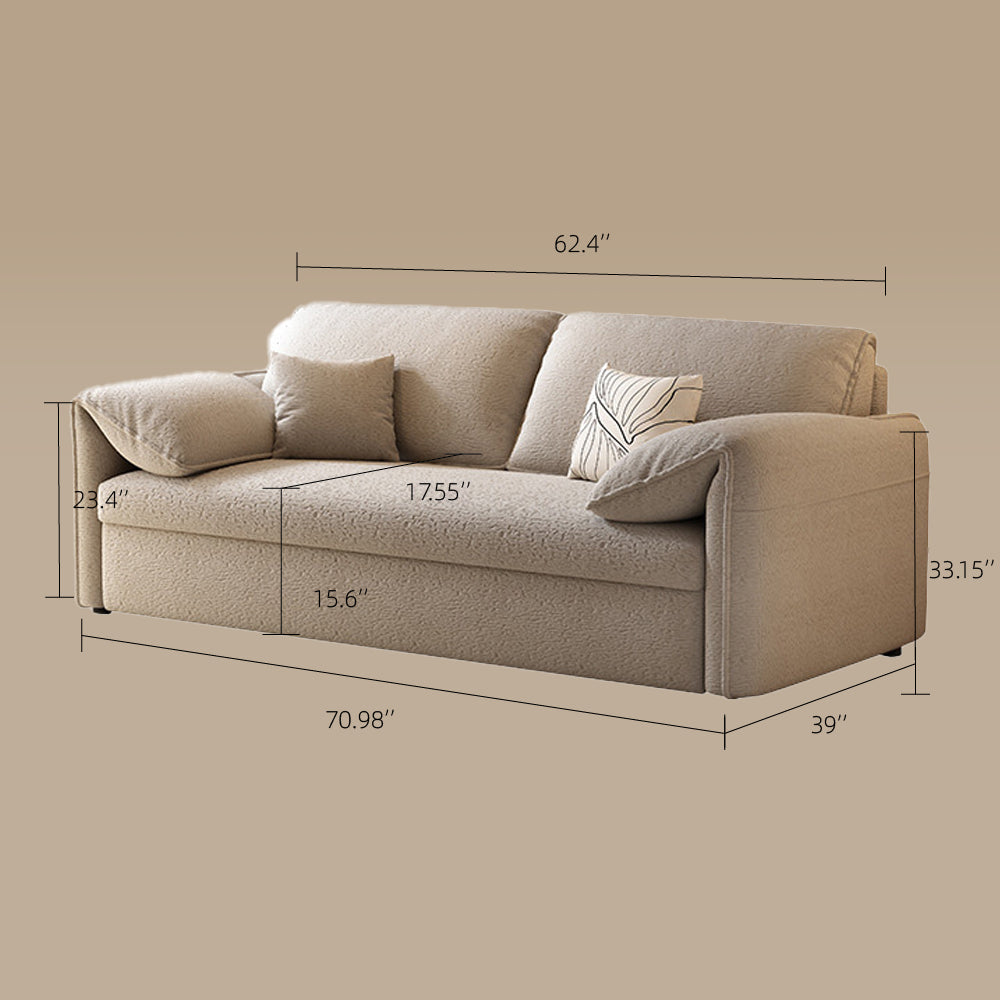 70.9" Beige Sleeper Sofa with 3.9" Thick Spring Mattress Modern Space-saving Design