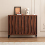 Load image into Gallery viewer, Modern Walnut Sideboard with Sculpted Wave Panels and Minimalist Silhouette
