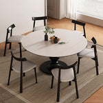 Load image into Gallery viewer, Extendable Round Dining Table Solid Wood Base Sintered Stone Top Convertible Oval Table Space Saving Expandable Dining Table
