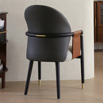 Load image into Gallery viewer, Modern Upholstered Dining Chair Set of 2 Curved Back Accent Chair with Faux Leather Armrests and Ash Wood Legs
