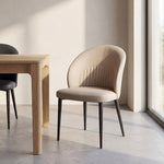 Load image into Gallery viewer, Contemporary Faux Leather Dining Chair with Curved Back Upholstered Seat Black Metal Legs 1 Piece
