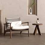 Load image into Gallery viewer, Indoor &amp; Outdoor Solid Wood Lounge Chair with Handwoven Rope Backrest and Plush Cushions 1 Piece
