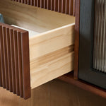 Load image into Gallery viewer, 70.87&quot; Mid-Century Ribbed TV Console Natural Red Oak Retro Wood Finish Fluted Design

