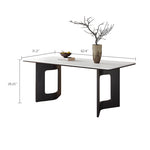 Load image into Gallery viewer, Rectangular Dining Table Solid Wood Legs Walnut Veneer Sintered Stone Top Modern Design
