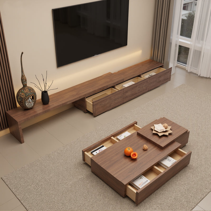 Extendable TV Stand with Storage Drawers Modern TV Console